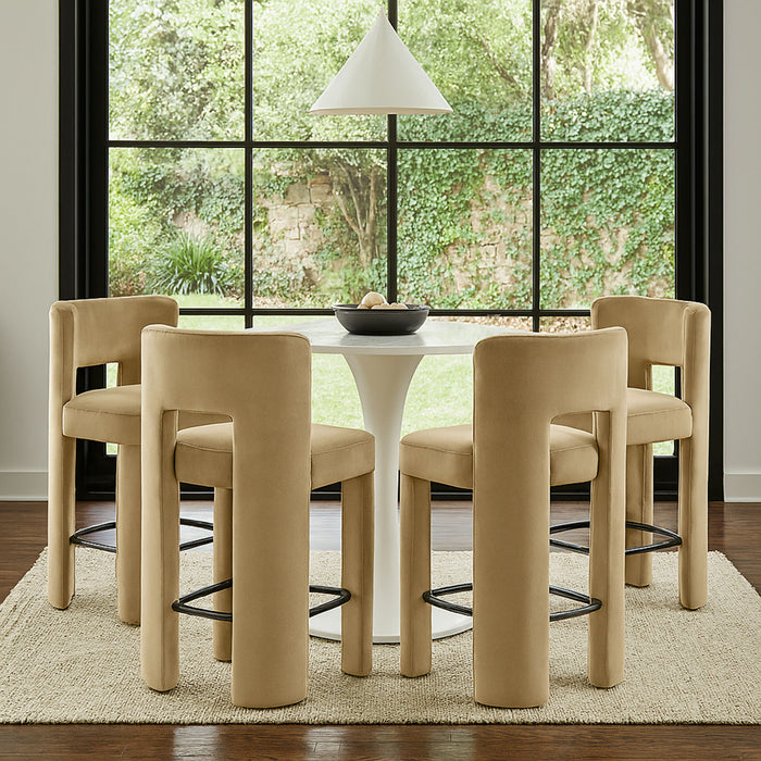 Zuno - Velvet Performance Fabric Upholstered Counter Stool (Set of 2)