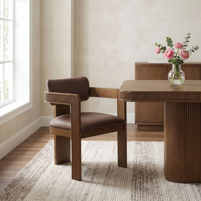 Sacha - Vegan Leather Upholstered Dining Chair With Brown Base (Set of 2)