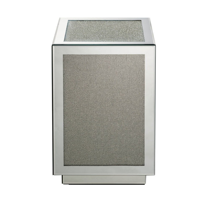 Noralie - 20" Accent Table - Mirrored, Faux Diamonds
