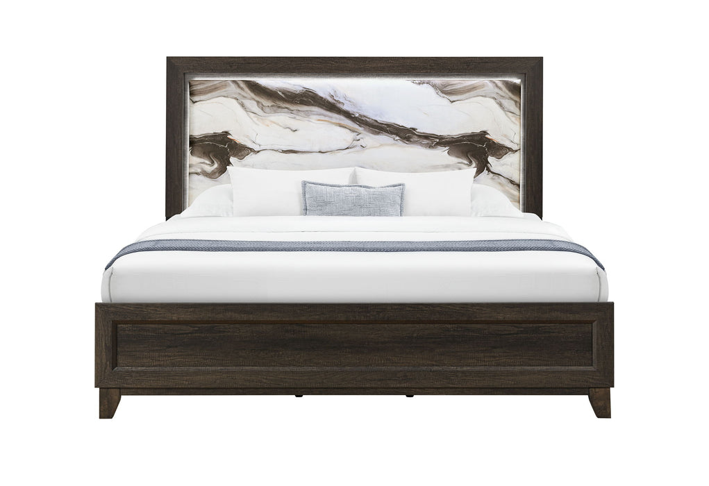 Harmony - King Bed With LED - Dark Brown