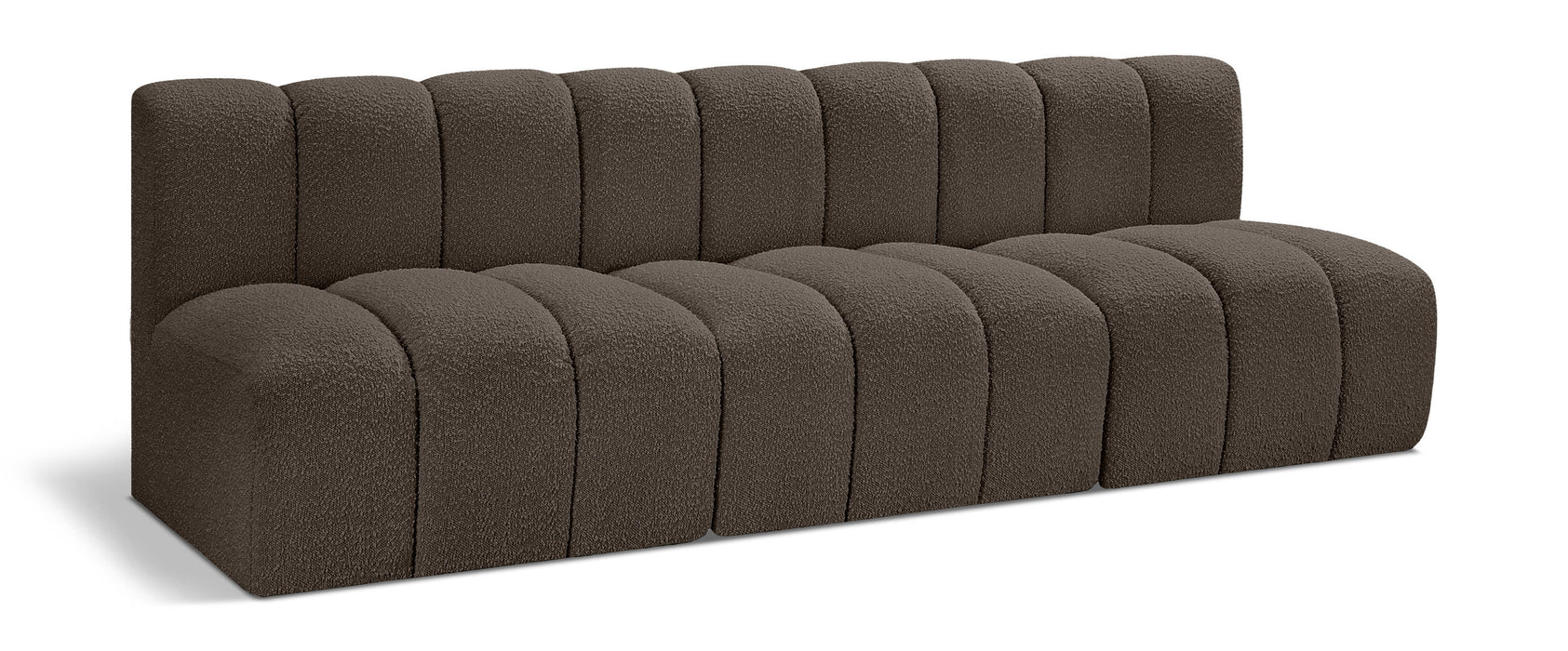 Arc - Boucle Fabric 3 Piece Modular Straight Sofa - Brown