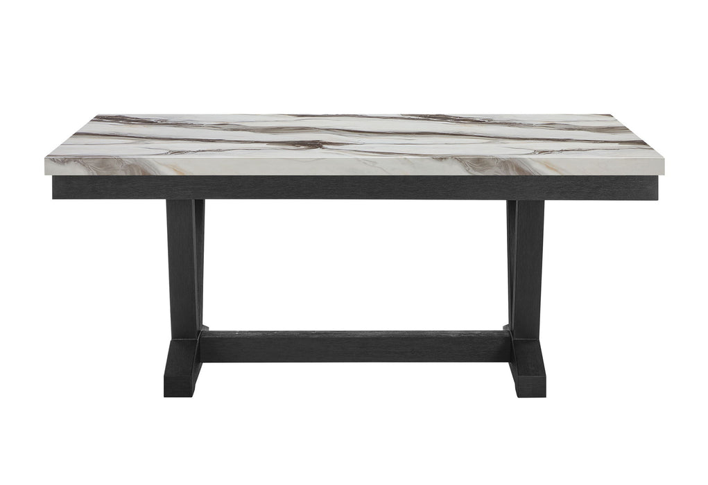 D1319 - 7 Piece Dining Room Set (Dining Table And 6 Dining Chair) - Black / Light Gray