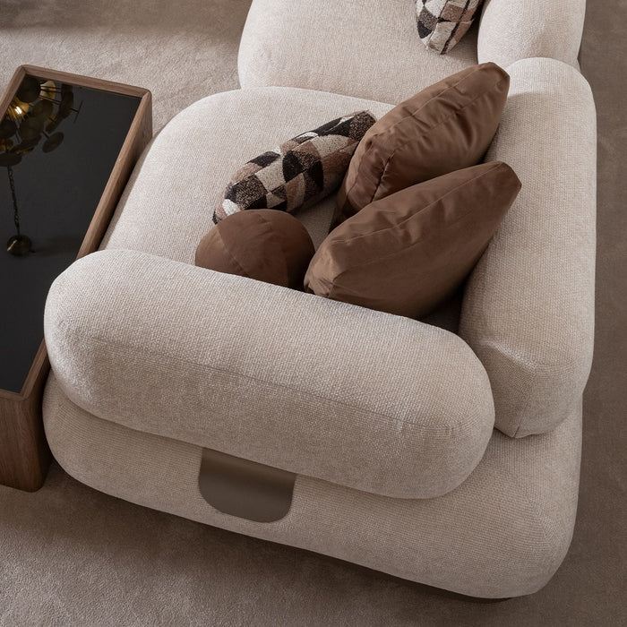 Bristol Point - Corner Chair - Fawn / Saddle Brown