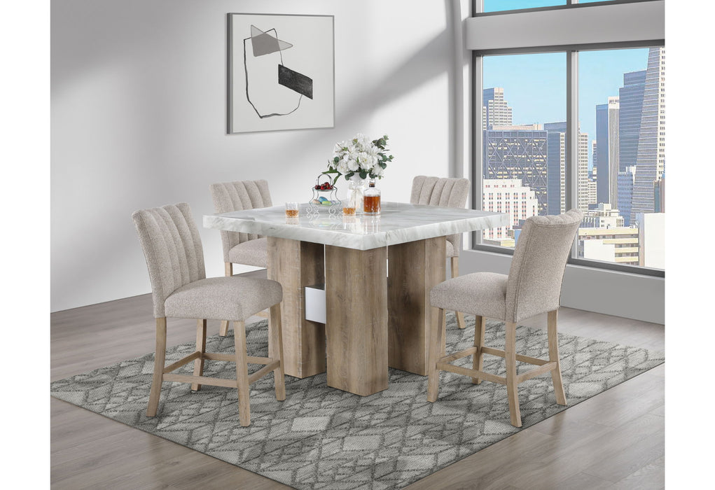 5 Piece Dining Room Set (Bar Table And 4 Bar Stools) - Natural Silver