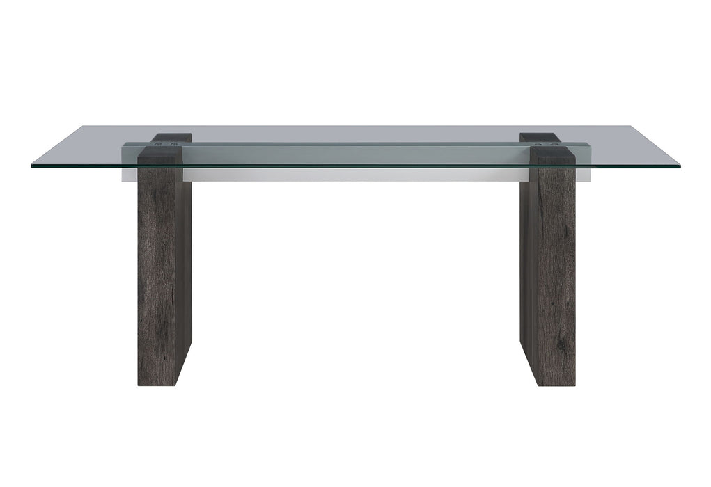 D4238 - 7 Piece Dining Room Set (Dining Table And 6 Dining Chairs) - Clear / Dark Brown / Light Gray