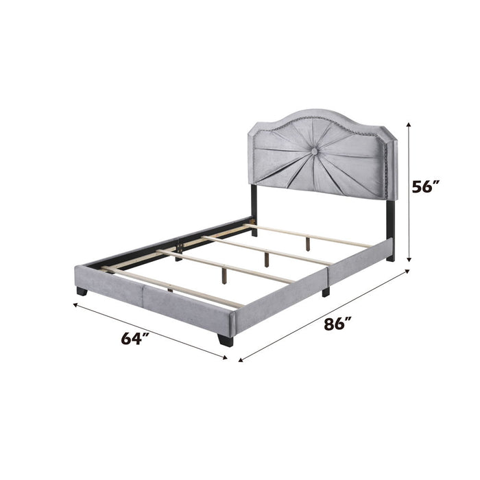 Frankie - Queen Bed - Gray Velvet