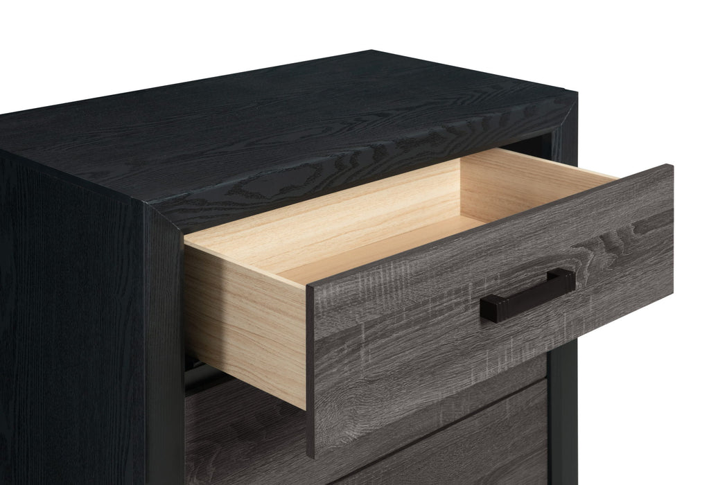Lisbon - 5 Piece Twin Bedroom Set (Bookcase Twin Bed) - Black / Gray
