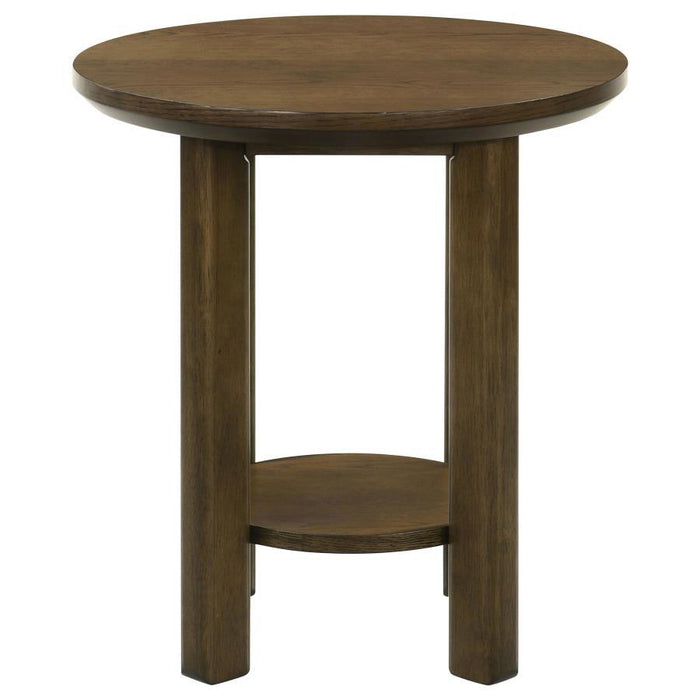 Ottowa - Round Wood Table With Shelf