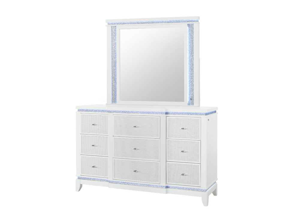 Alina - 5 Piece Full Bedroom Set With LED, Cooler, Speaker And USB - White