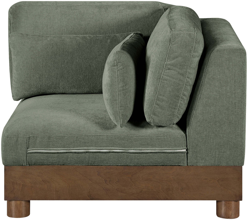 Turin - Chenille Fabric Upholstered Modular Corner Chair - Walnut Base