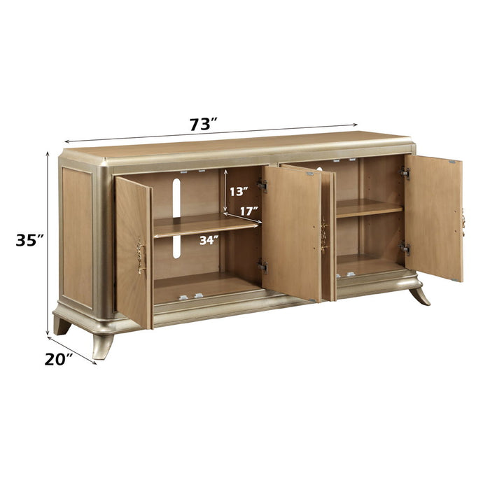Dodie - Console Cabinet - Natural Oak Sunburst Pattern & Taupe Champaign