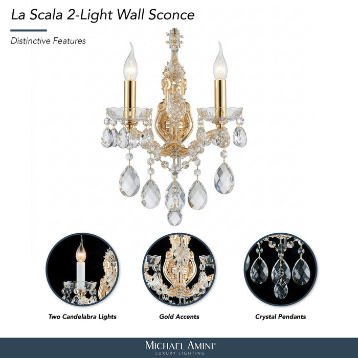 Michael Amini Lighting - La Scala Traditional Crystal Wall Sconce - Gold