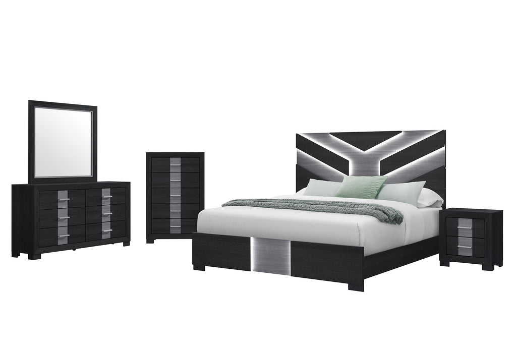 Optimus - Full Bed With LED - Black