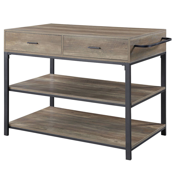 Macaria - 36" Kitchen Island - Rustic Oak & Black
