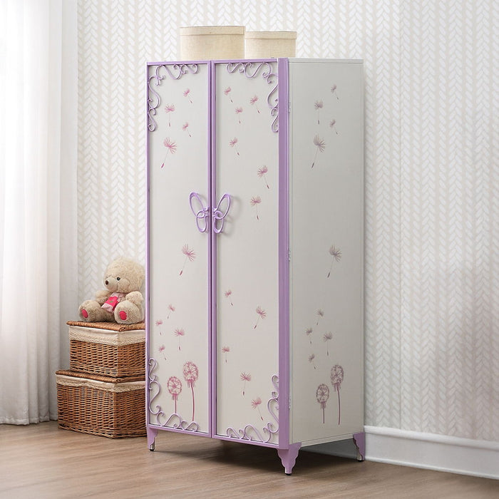Priya II - Wardrobe - White & Light Synthetic Leather Rple