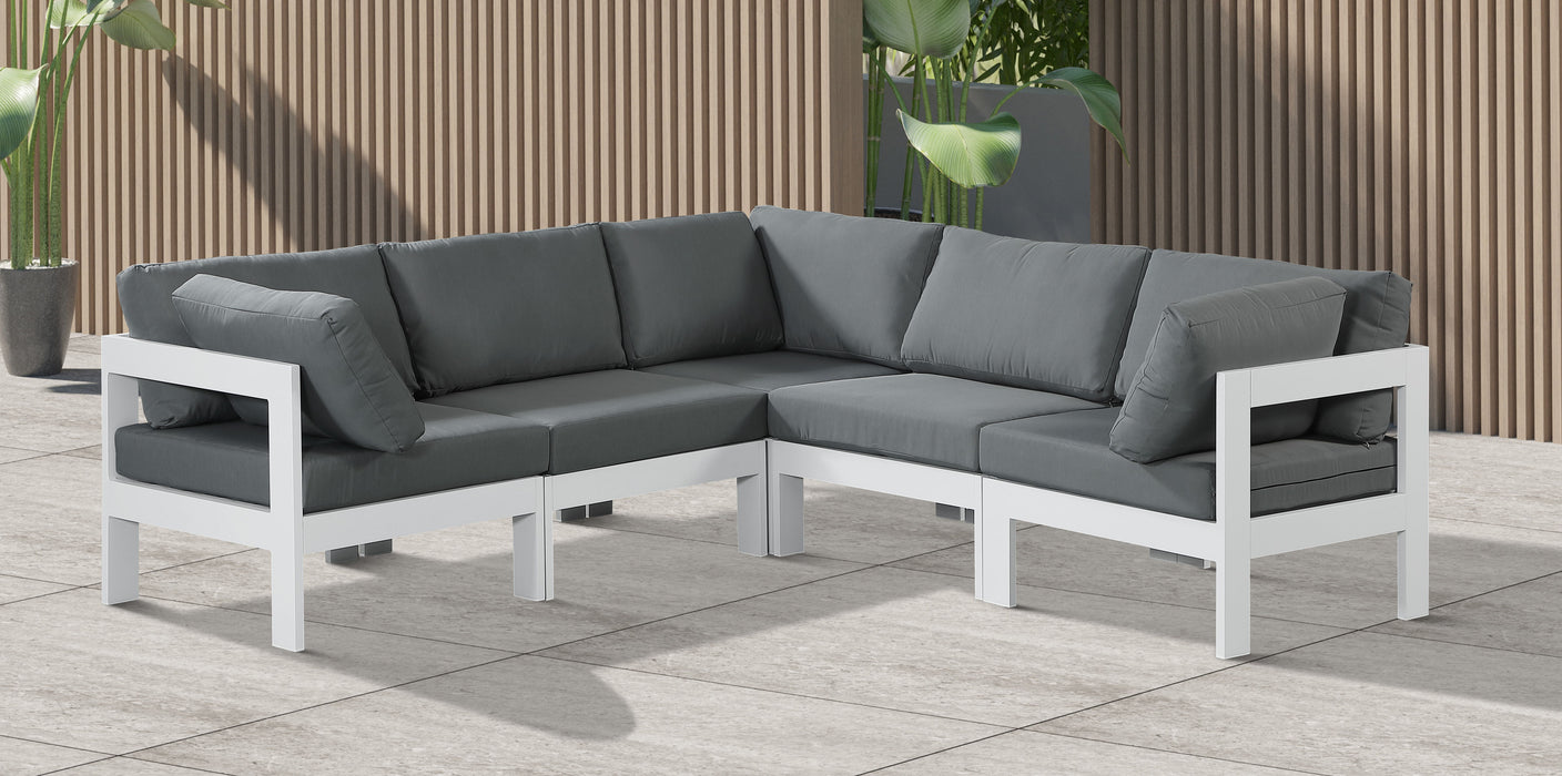 Nizuc - Outdoor Patio 5 Piece Modular Sectional With White Frame