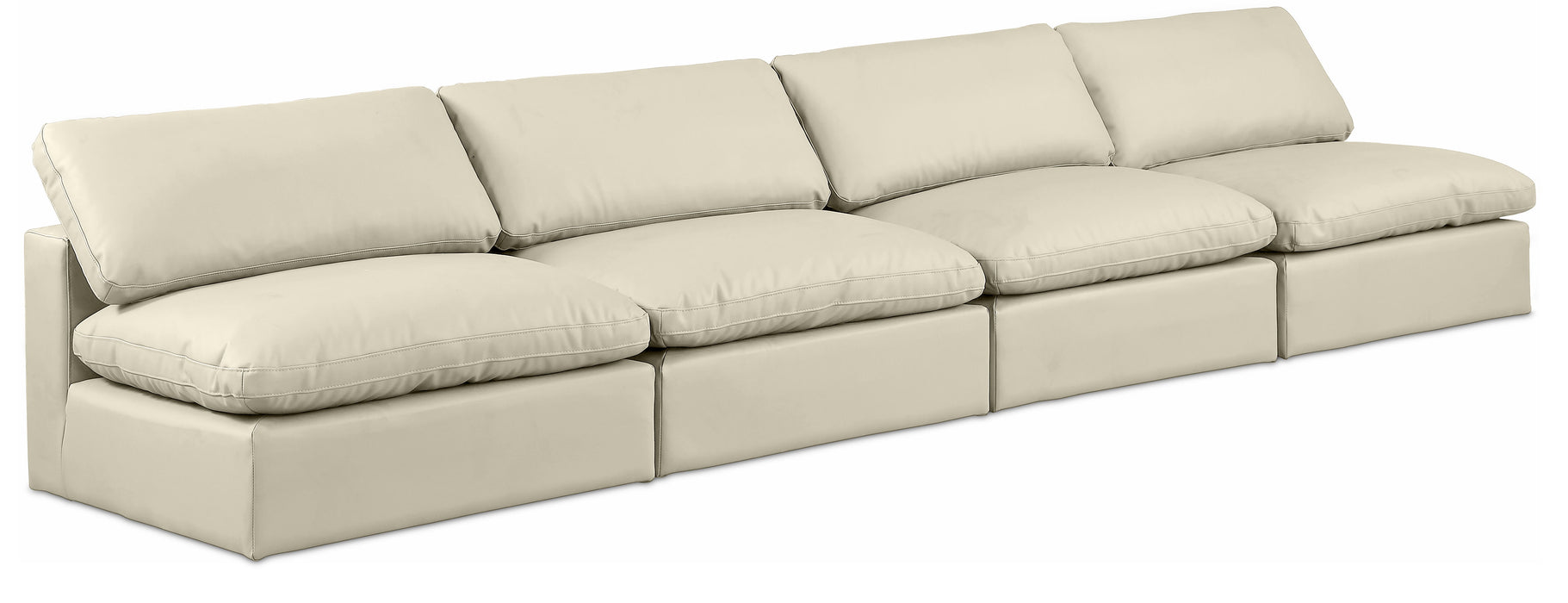 Comfy - Faux Leather Modular Armless Sofa 4 Seats