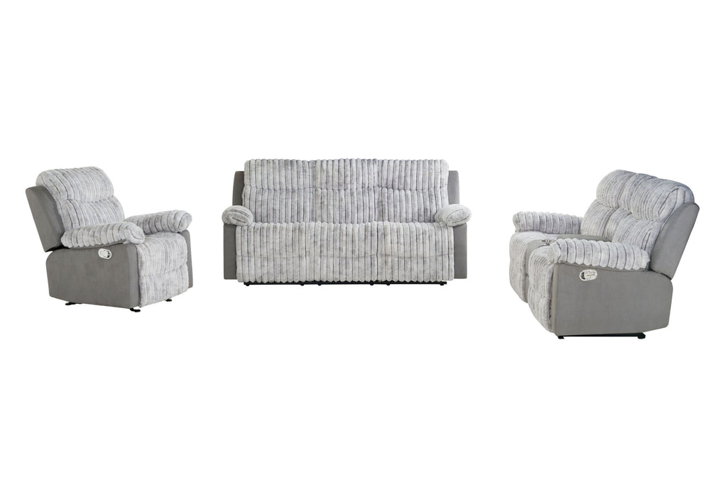 U6028 - 3 Piece Living Room Set (Reclining Sofa/Console Reclining Loveseat/Glider Recliner) - Gray