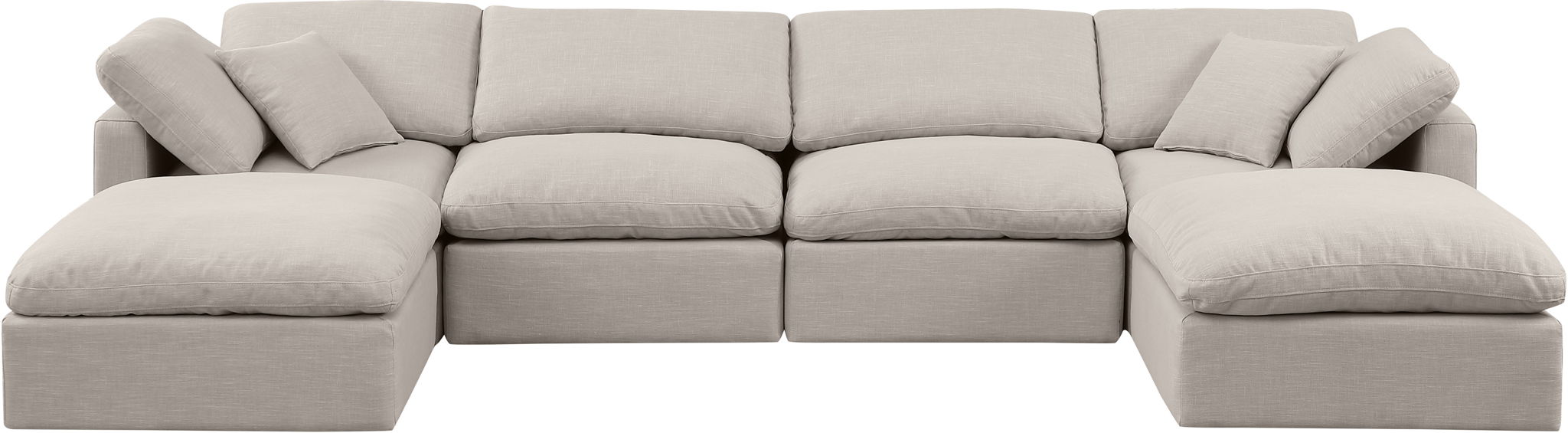 Indulge - Linen 6 Piece Modular Double Chaise Sectional
