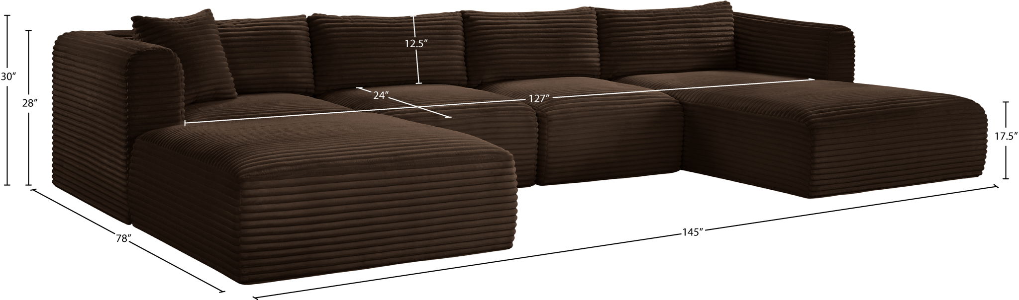 Shaggy - 5 Piece Modular Sectional With Chaise And Ottoman