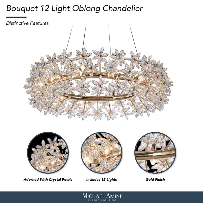 Michael Amini Lighting - Bouquet Round 32" Crystal Chandelier - Gold