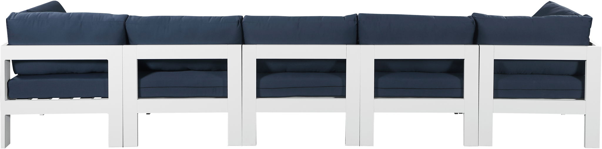 Nizuc - Outdoor Patio 5 Seat Modular Sofa With White Frame