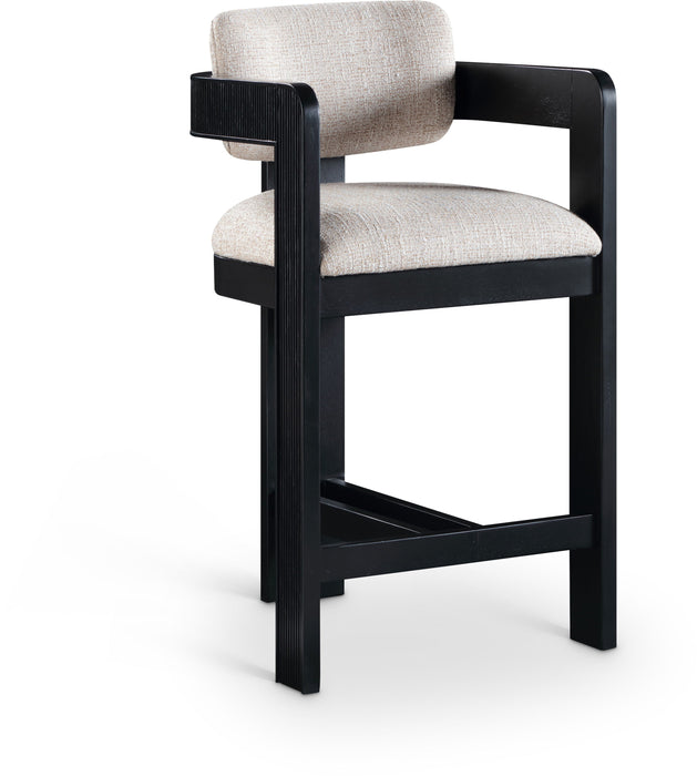 Sacha - Linen Stool With Black Base