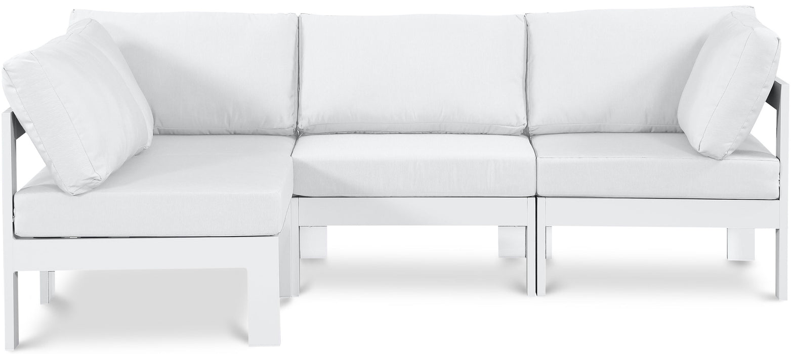 Nizuc - Outdoor Patio 4 Piece Modular Sectional With White Frame