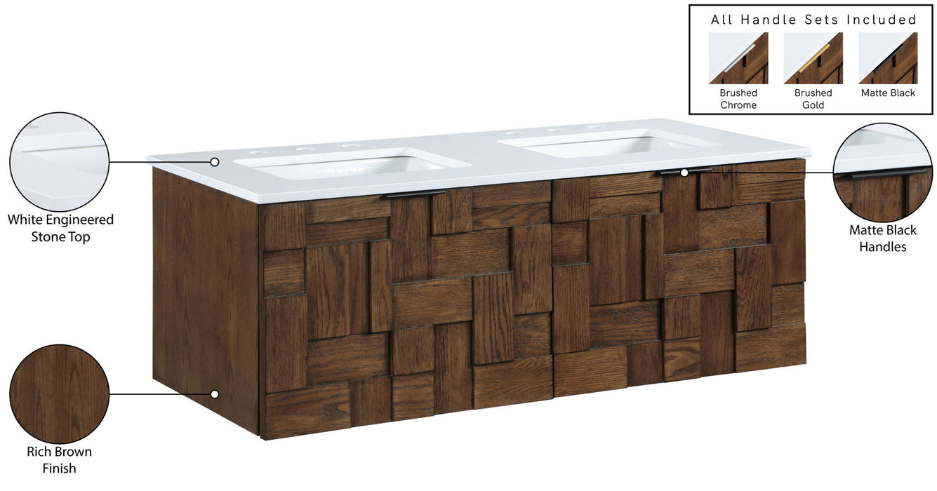 Leonardo - Engineered Stone And Solid Wood 24" Wall Mounted Bathroom Vanity