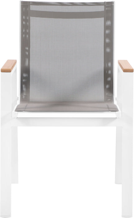 Nizuc - Outdoor Patio Dining Arm Chair With White Frame And Natural Arms (Set of 2)