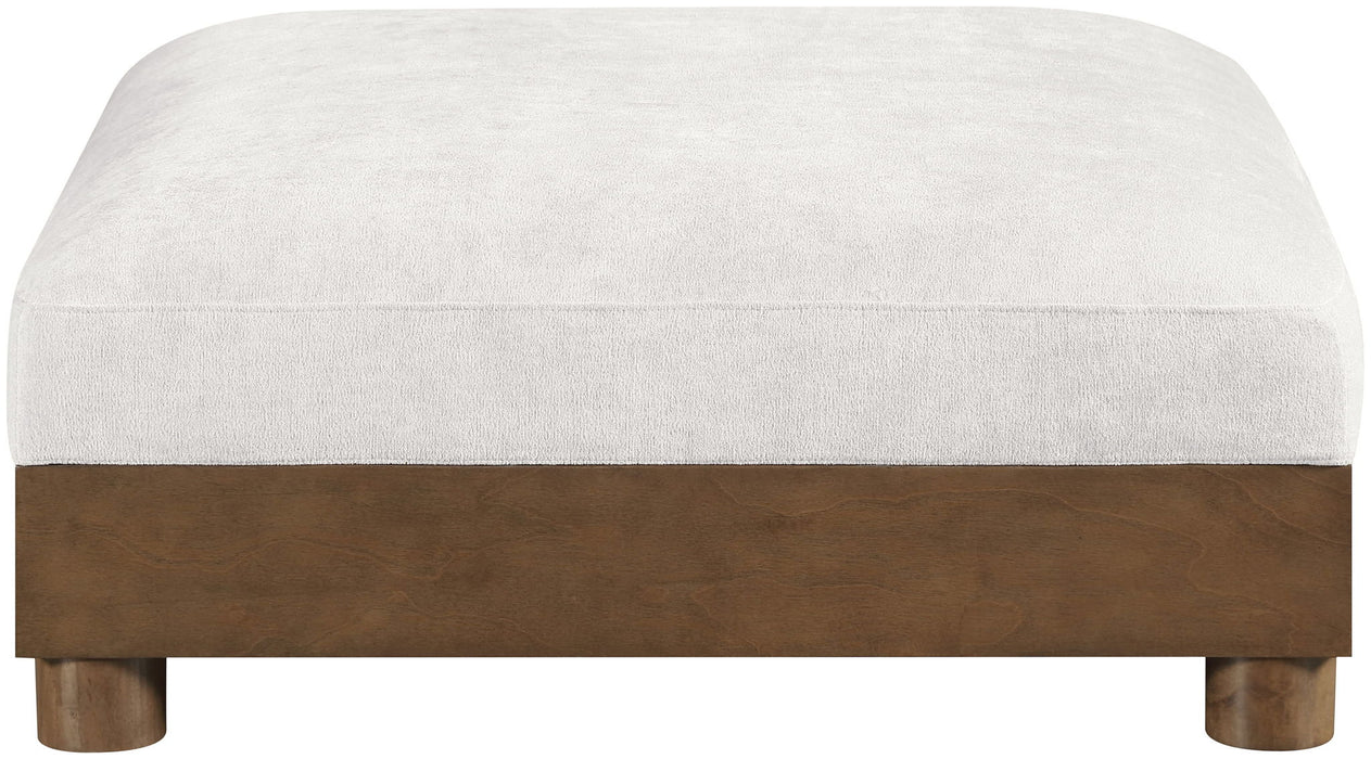 Turin - Chenille Fabric Upholstered Modular Ottoman - Walnut Base