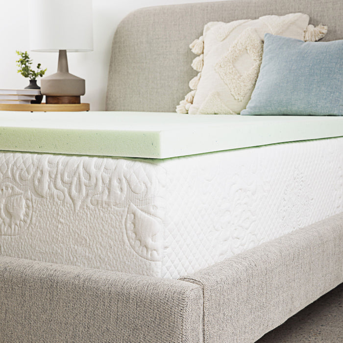Remedy Sleep - 2" Short Queen Cool Gel Memory Foam Mattress Topper - Green