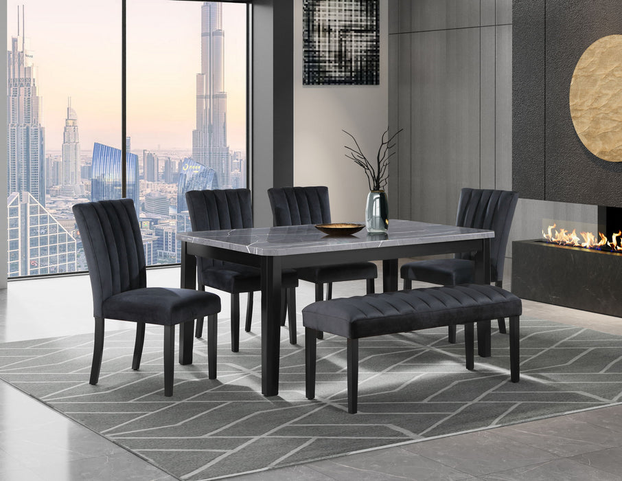 D8685 - 6 Piece Dining Room Set (Dining Table, 4 Dining Chairs And Bench) - Black