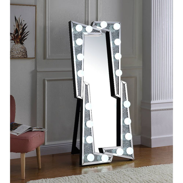 Noralie - 63" Floor Mirror - Mirrored & Faux Diamonds