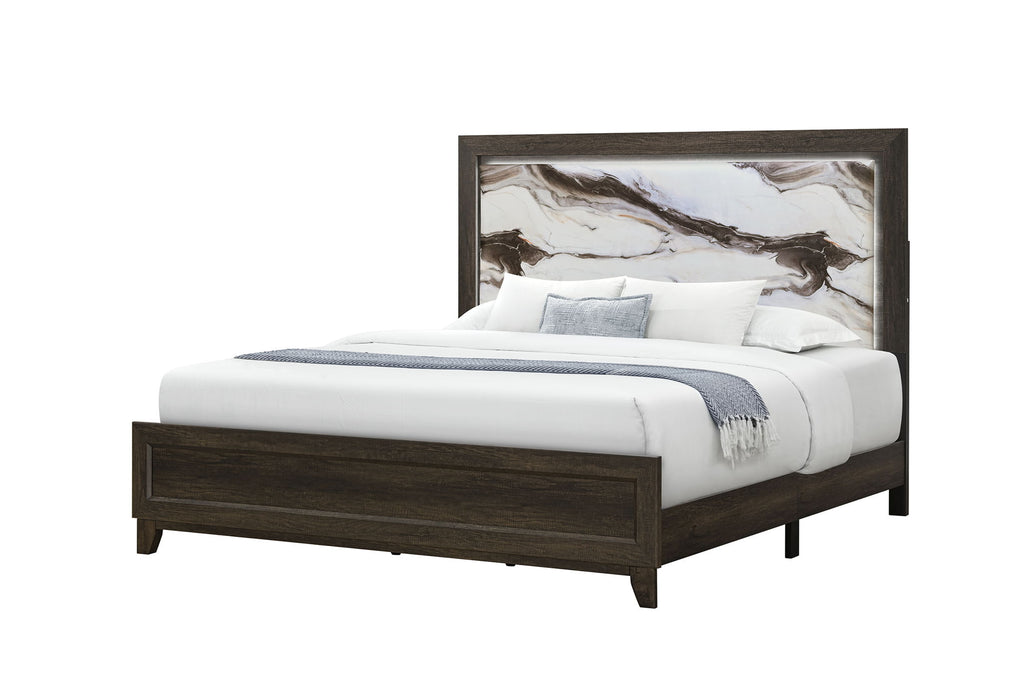 Harmony - Twin Bed With LED - Dark Brown