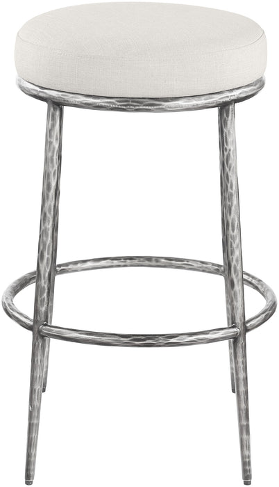 Ferro - Performance Fabric Upholstered Backless Bar Stool - Antique Silver