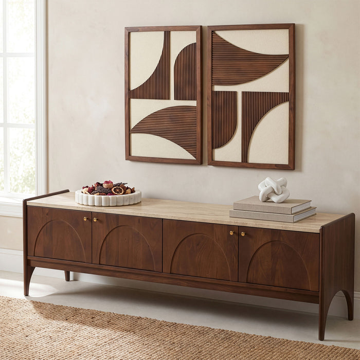 Veya - 71" Genuine Marble And Mango Wood Media Console