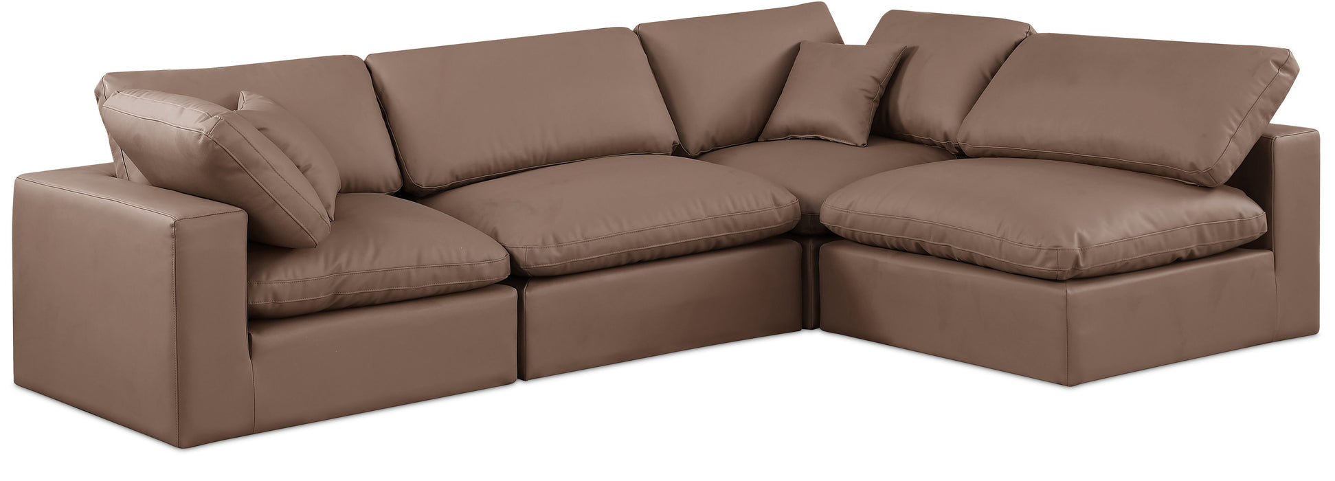 Comfy - 4 Piece Faux Leather Modular Armless Sectional