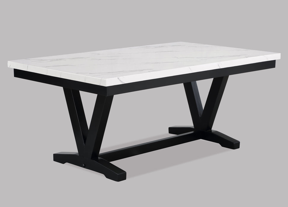 Tanner - Dining Table, Faux Carrara Marble - White / Black