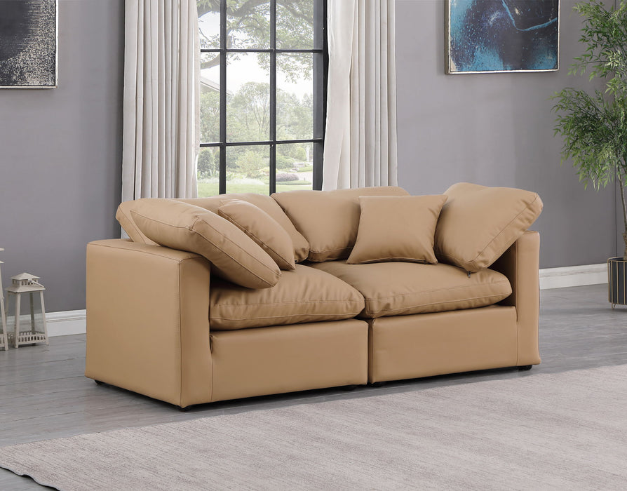 Indulge - Faux Leather 2 Piece Modular Sofa - Tan