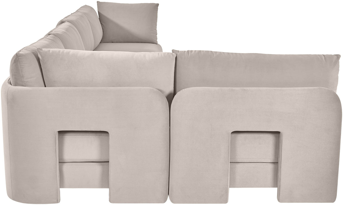 Hammond - Velvet Performance Fabric Upholstered 5 Piece L-Shaped Sectional