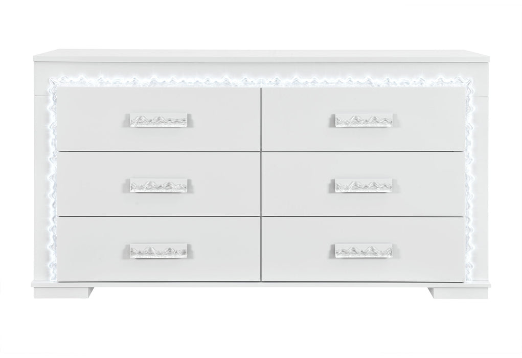 Naomi - 4 Piece Bedroom Set (King Bed, Dresser, Mirror, Nightstand) - Silver Marble