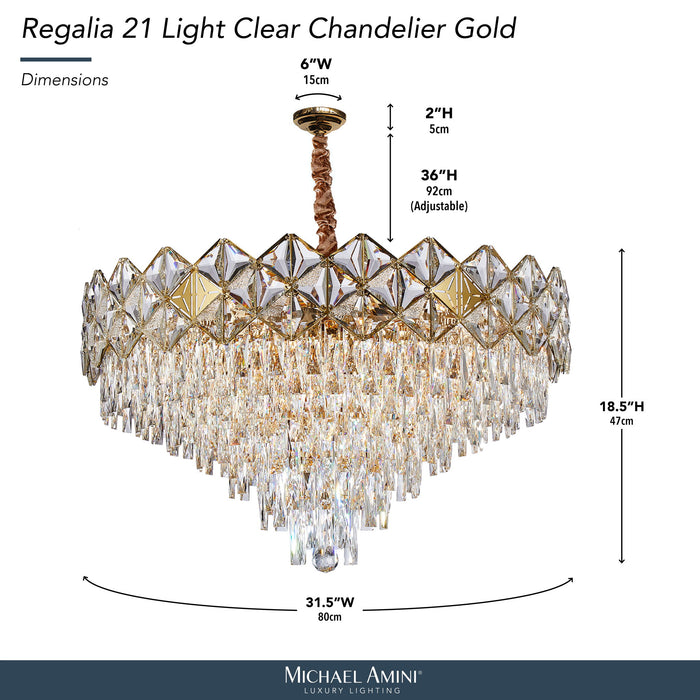 Michael Amini Lighting - Regalia 21-Light Crystal Chandelier - Gold