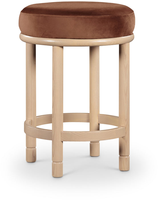 Monette - Counter Stool With Natural Base - Cognac