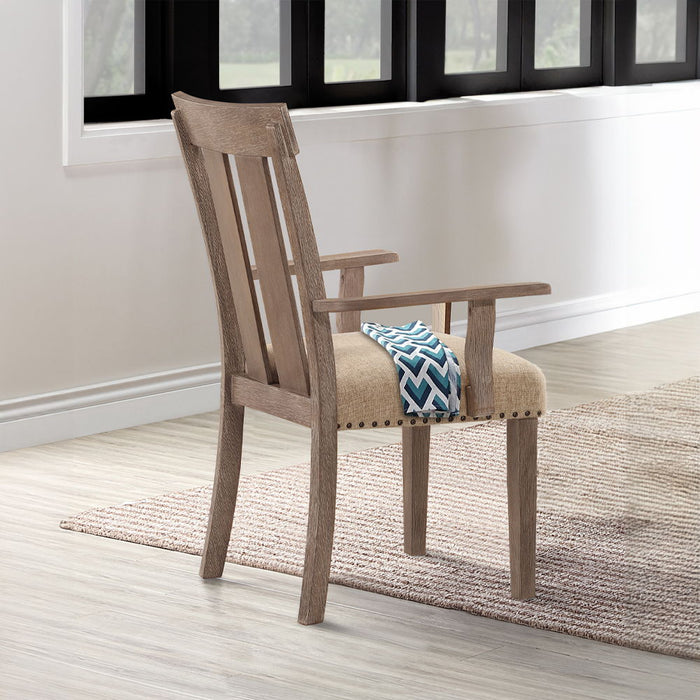 Nathaniel - Arm Chair Set of 2) - Fabric & Maple