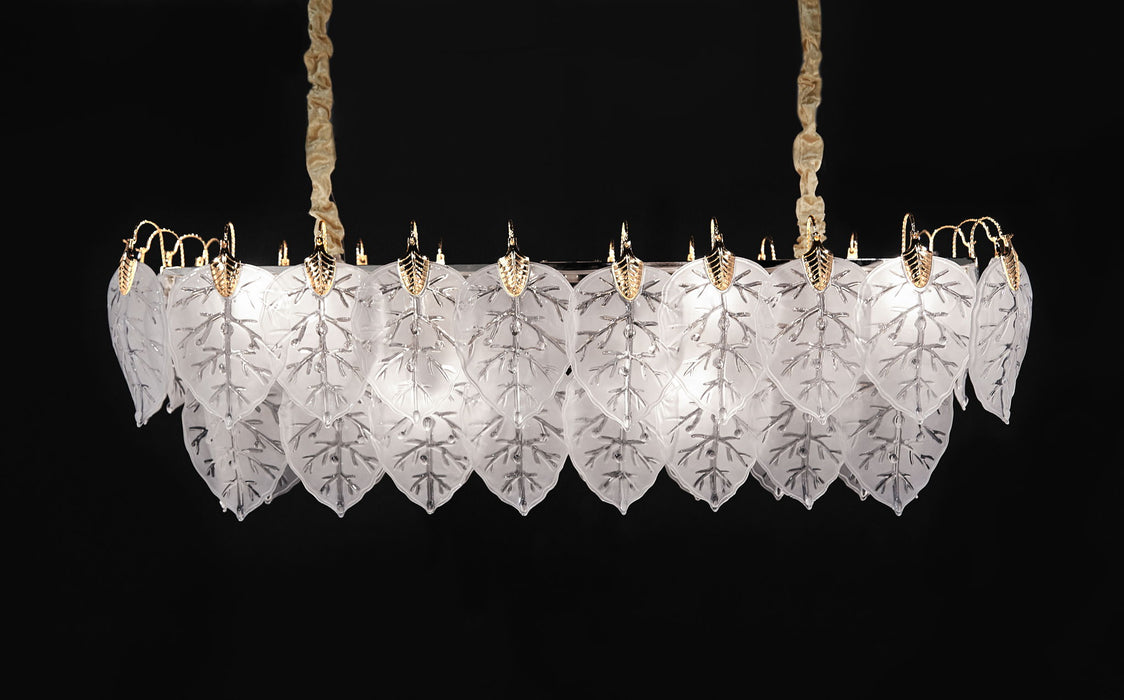 Michael Amini Lighting - Autumn 12-Light Rectangular Chandelier - Frost / Gold