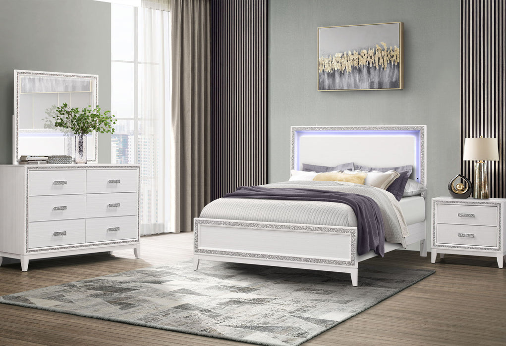 Lily - 4 Piece Queen Bedroom Set (Bed, Dresser, Mirror, Nightstand) - White