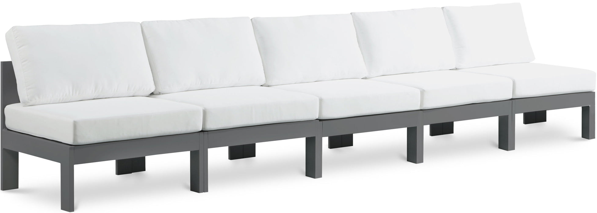 Nizuc - Outdoor Patio 5 Seat Modular Armless Sofa With Gray Frame