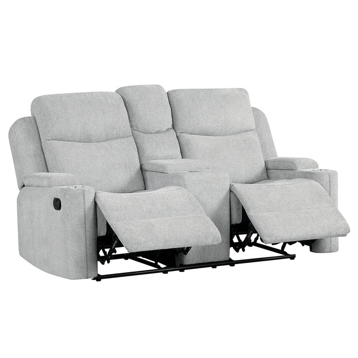 Galya - Motion Loveseat With Console - Light Gray Chenille