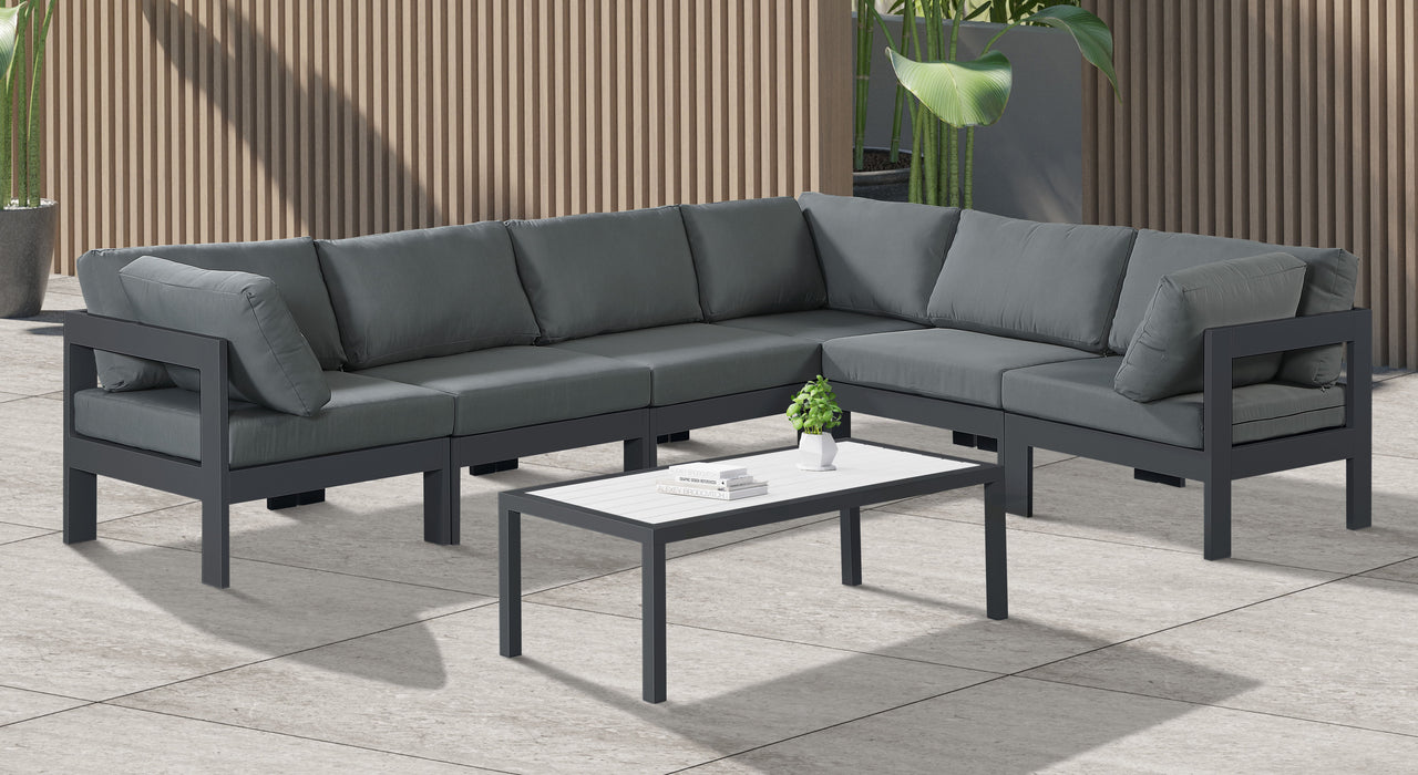 Nizuc - Outdoor Patio 6 Piece Modular Sectional With Gray Frame